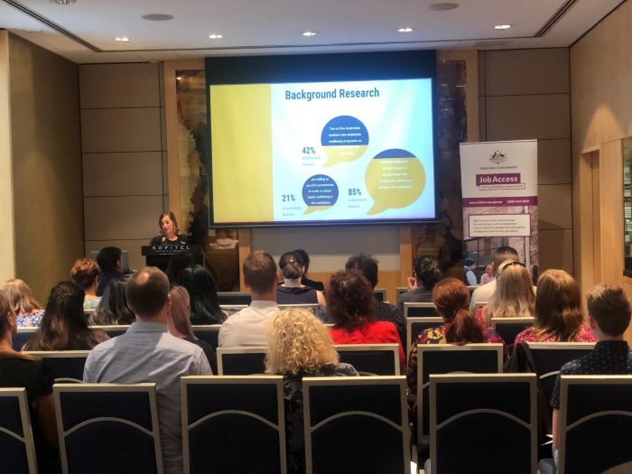 Christelle Chardin, Talent & Culture Manager at Sofitel Sydney Wentworth speaking at the Managing Mental Health at Work workshop.
