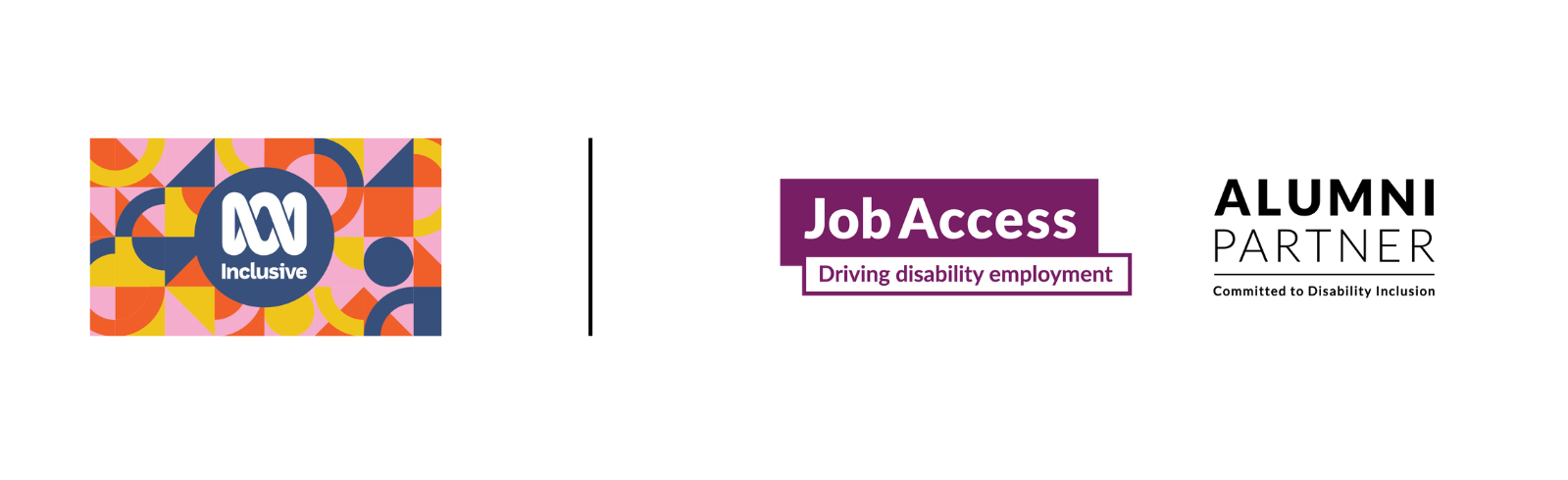 ABC Inclusive logo on the left and the JobAccess Alumni Partner logo on the right